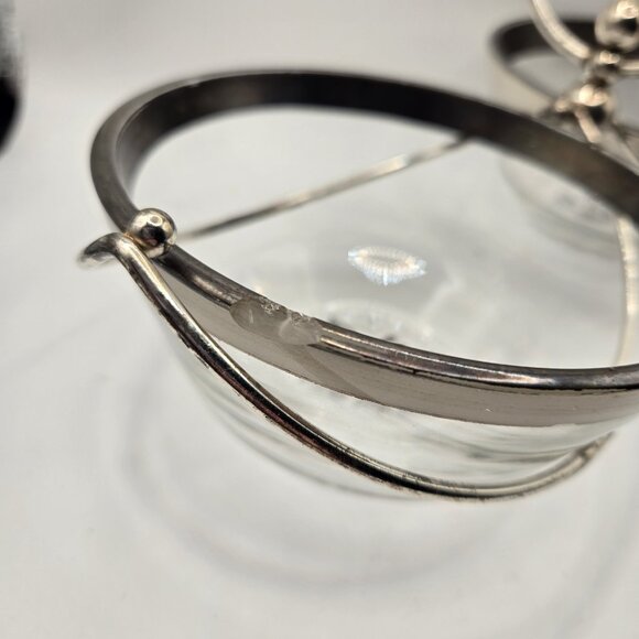 Vintage Silver Overlay Bowls Georges Briard Signed Double Glass Silver Caddy - Picture 7 of 7